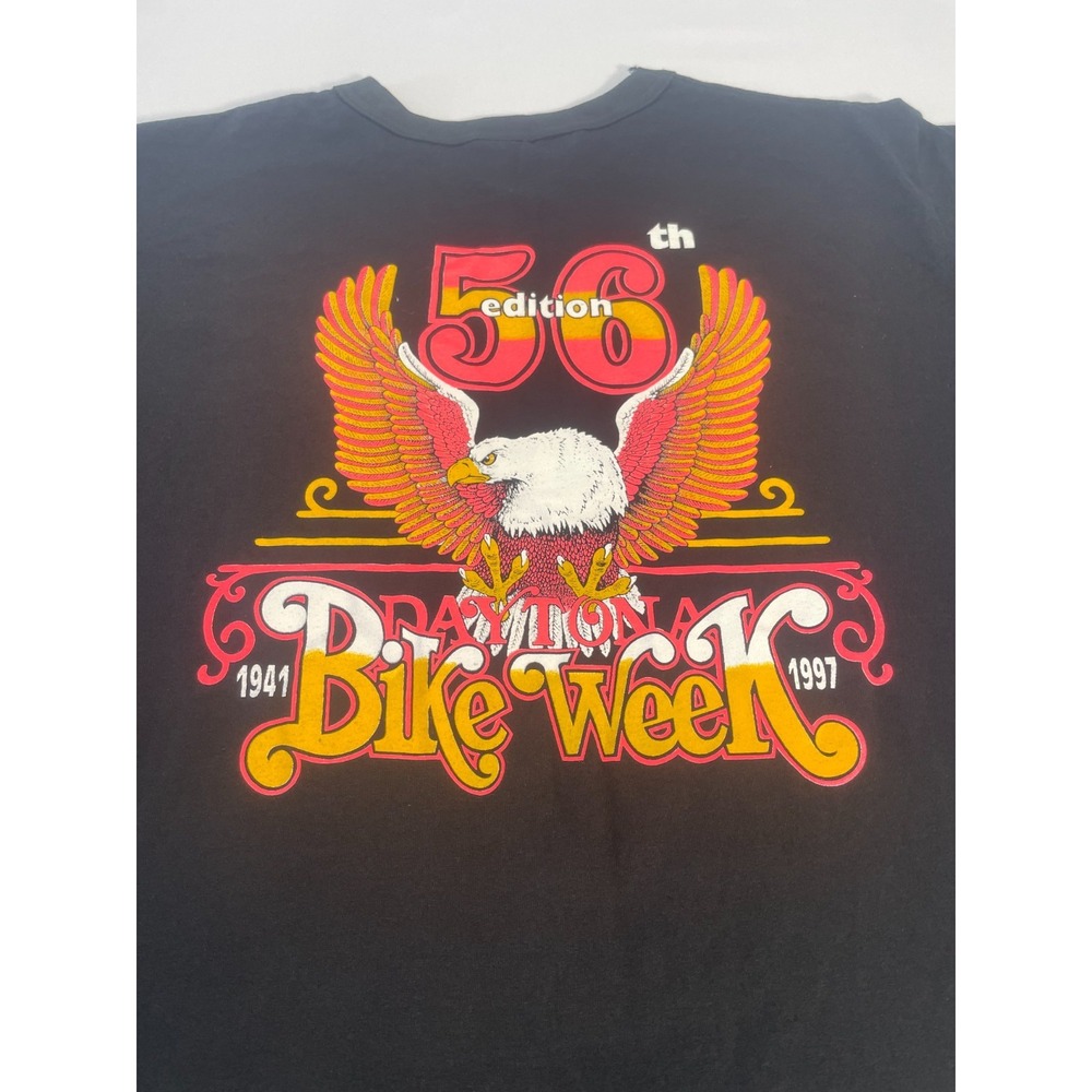 Vtg Daytona Beach Shirt L Bike Week 1997 Eagle 90s Wings USA Patriot - Picture 6 of 8